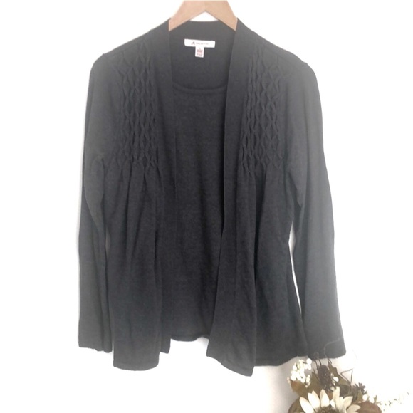 Gray cardigan with built in shirt size small - Picture 2 of 5